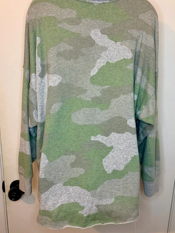 Aerie Large Sage Green Camo Half Zip Pullover Sweatshirt Oversized L - Image 8