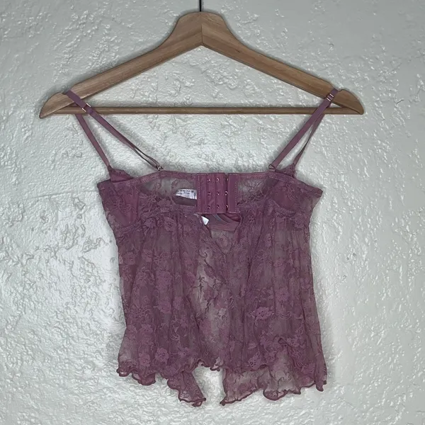 Out From Under Cherie Sheer Lace Babydoll Cami Rose‎ Pink Small - Image 3