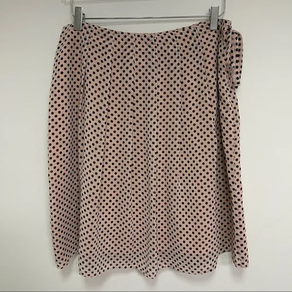 LOUBEN Skirt Size 14 Polka Dot Tie Waist Business Career Work Casual Size Zipper - Image 7