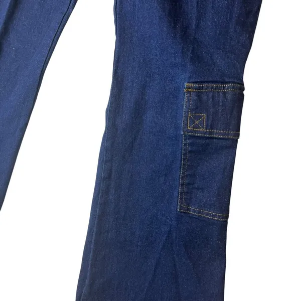 The Blues Women’s 12 Vtg Y2K Dark Wash Flare‎ Cargo Jeans Denim Pocket Casual - Image 2