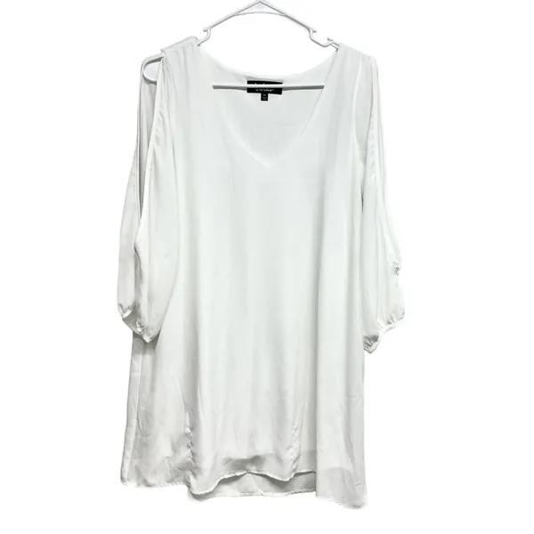 Lulus Women White Off Shoulder Shifting Dears Ivory Long Sleeve Dress Medium‎ - Image 2