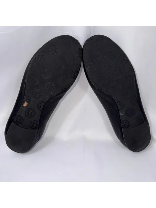 Tory Burch Reva Ballet Flats Women’s Size 7.5 Black Leather Gold Logo - Image 6