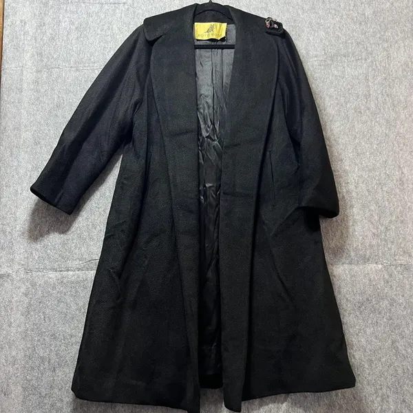 Vintage Rothmoor Coat Black Wool‎ 40s 50s Mid Century Union Made A Line Overcoat - Image 11
