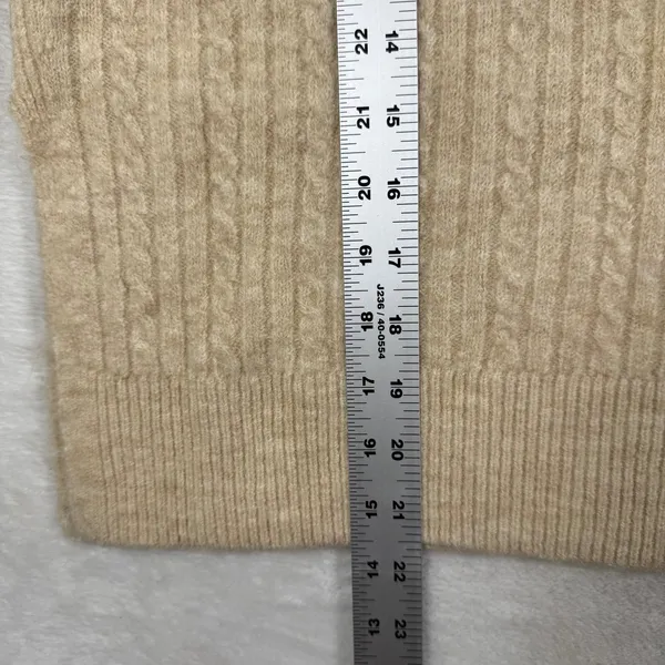Zara Womens Beige Cable Knit Shawl Neck Sweater Size Small Relaxed Fit Soft Cozy - Image 5