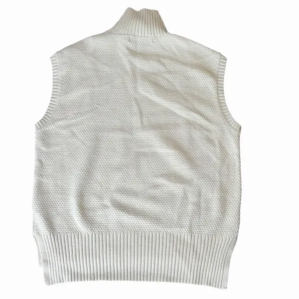 Vero Moda Women’s Sleeveless Cable Knit Sweater Turtleneck Cream Color Large - Image 5