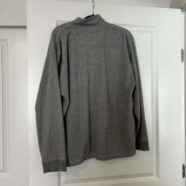 Grey vintage U.S. Polo Assn. quarter zip sweatshirt fleece in large Preloved Has holes for drawstring but doesn’t come with one - Image 5