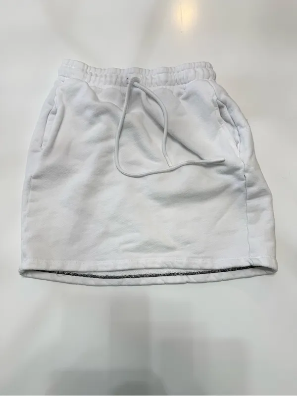 Cotton Citizen White Elastic Drawstring Mini Skirt - Image 2