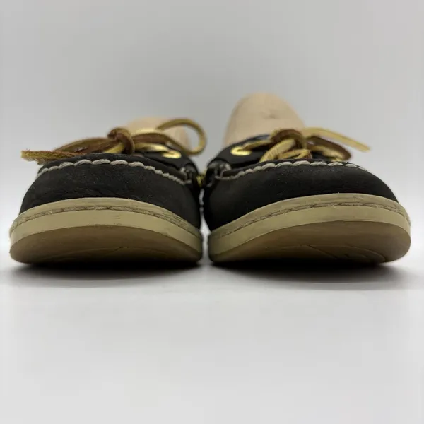 Sperry Top-Sider Womens 6 Boat Shoes Angelfish Black Leopard Lace Up Gold Laces - Image 10