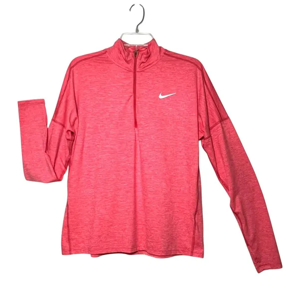Nike Dri-FIT Pullover Shirt Womens L Pink 1/4 Zip Running Long Sleeve Athletic - Image 2
