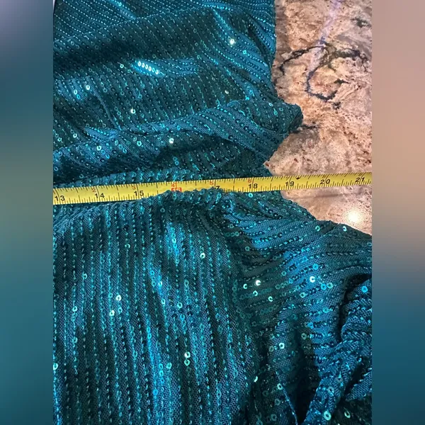 Grace Karin XL Green Sequin Cocktail Dress Asymmetrical Wrap Waist Holiday Party - Image 9