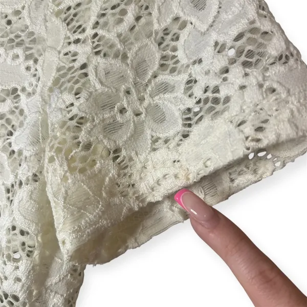 Zara White Floral Lace Short Sleeve Mesh Blouse Top Romantic Feminine‎ Sz Small - Image 3