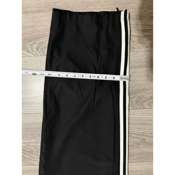 Y2K Adidas Women Black Three Stripe Track Pants L Mesh Lined Zipper Cuffs AZF001 - Image 7