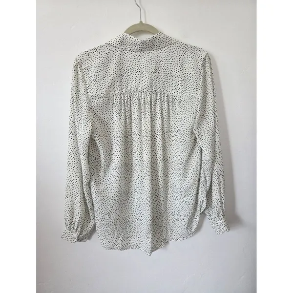 H&M Polka Dot Spotted Blouse Top White Black Twee Office Preppy Effortless M 10 - Image 7