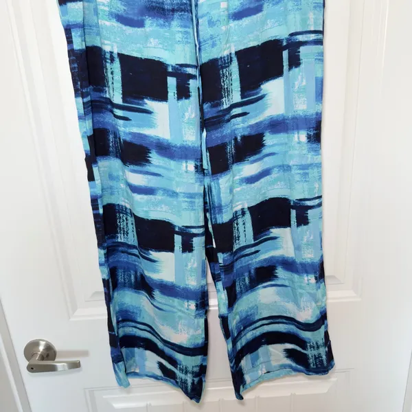 Natori Women’s Medium Blue Abstract Pattern Lounge‎ Casual Pants Resortwear - Image 5