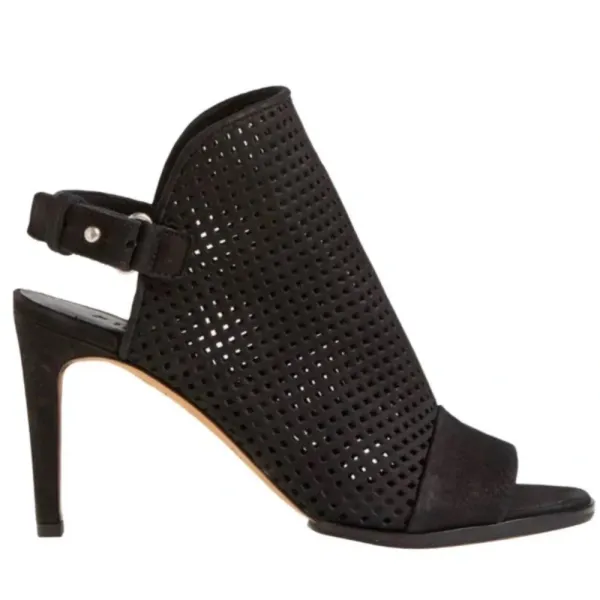 Vince Aden‎ Laser Cut Suede Peep Toe Heel Sandal Slingback Booties Nubuck 7 37.5 - Image 2