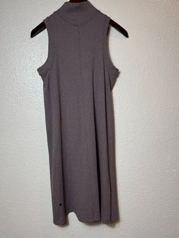 Lululemon‎ Gone for the Week Dress Mock Neck Ribbed Sleeveless Swing MidiTaupe S - Image 6