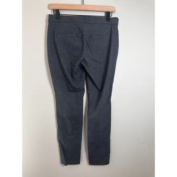 Banana Republic Sloan Slim Fit Pants Navy Blue Geometric‎ Diamond Print Womens 2 - Image 4