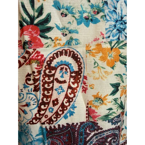 Boho Floral Paisley Patchwork Halter Mini Dress Multi whimsi cottage fairy retro - Image 2