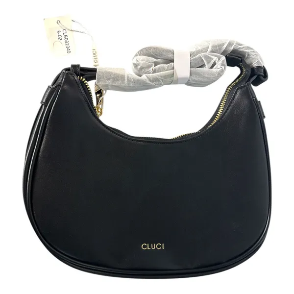 CLUCI Black Hobo Shoulder Bag Vegan Leather Baguette Purse Gold Hardware NWT - Image 8