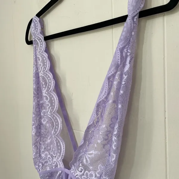 Dreamgirl Purple Lace Lingerie Bodysuit Sheer ~ Size Large - Image 3