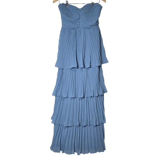 Lulus Seriously Sensational Light Blue Strapless Tiered Maxi Dress M NEW - Image 3