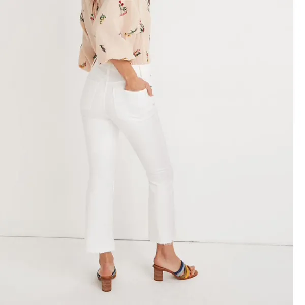 NWT Madewell Cali Demi-Boot Jeans Raw-Hem Jeans White asZ-36 - Image 4