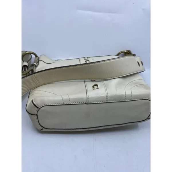 coach medium w adjustable strap white leather cros - Image 5
