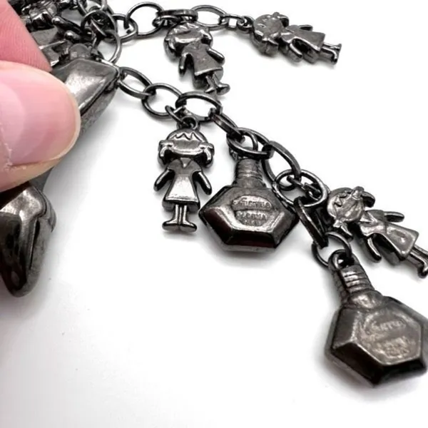 Pardma Paris charm parfum bottle shoes‎ dangle chain necklace gunmetal - Image 10