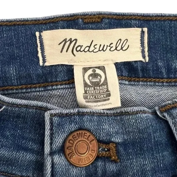Madewell 9" Mid Rise Skinny Jeans Blue Wash Denim Eco Edition Distressed Size 25 - Image 5
