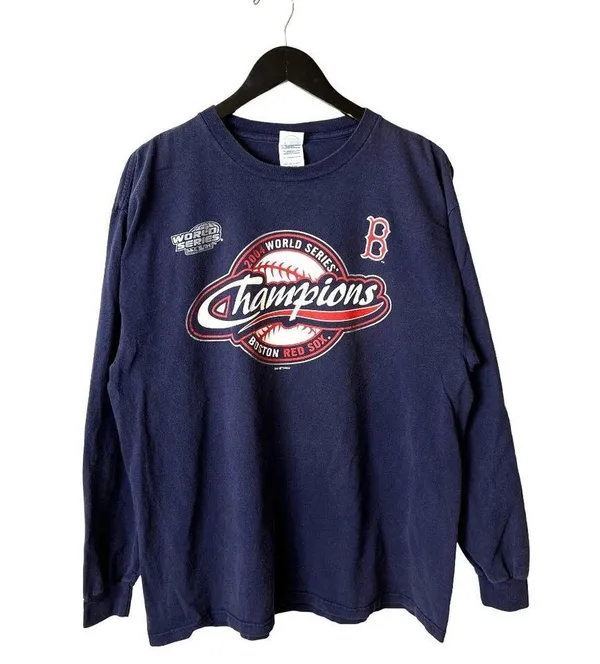 2004 Vintage Y2K Boston Red Sox T Shirt Large L Blue Graphic Tee - Image 2