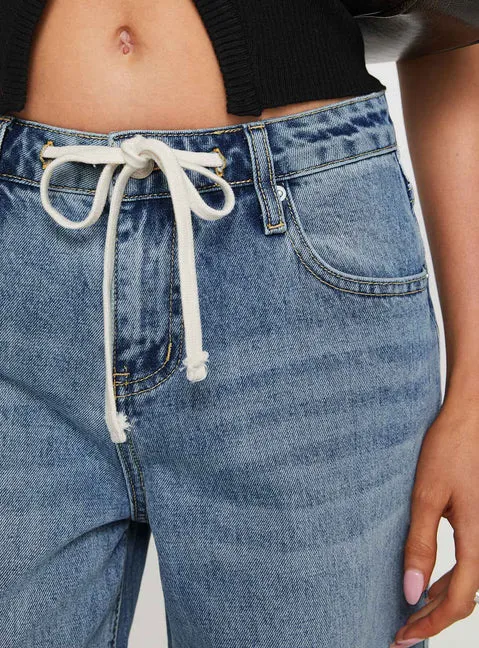 Princess Polly Mellowed Out Slouchy Jeans Mid Blue - Image 3