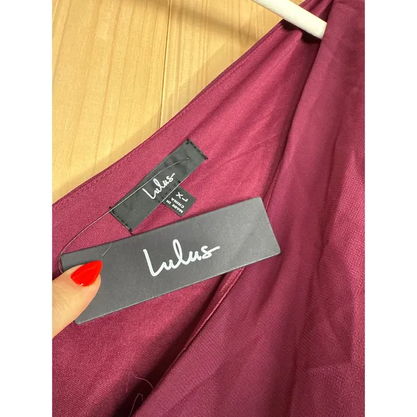NWT Lulus Convincing Grace Burgundy Flutter Sleeve Wrap Maxi Dress Wedding Sz XL - Image 7