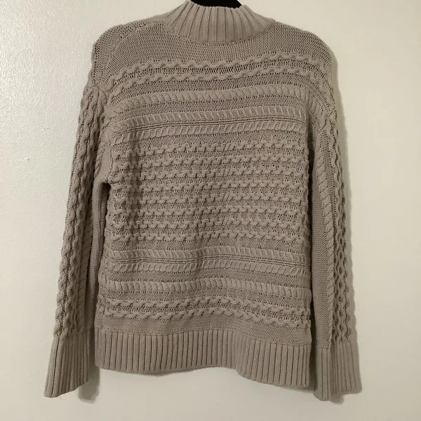Haven Well‎ Within Quiet Luxury Organic Cotton Cable Knit Funnel Neck Sweater S - Image 6