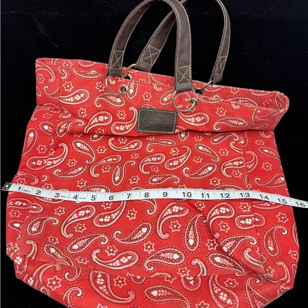 Neiman Marcus Red Paisley Tote Bag - Image 4