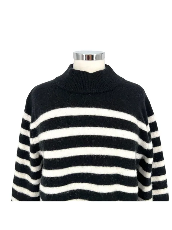J.Crew Striped Supersoft Sweater Textured Black White Quiet Luxury Size XS - Image 2