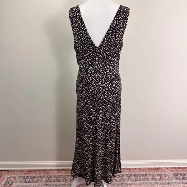 Rails Womens Black Ditsy Floral V-Neck Sleeveless Maxi Slip Dress Size Medium - Image 3