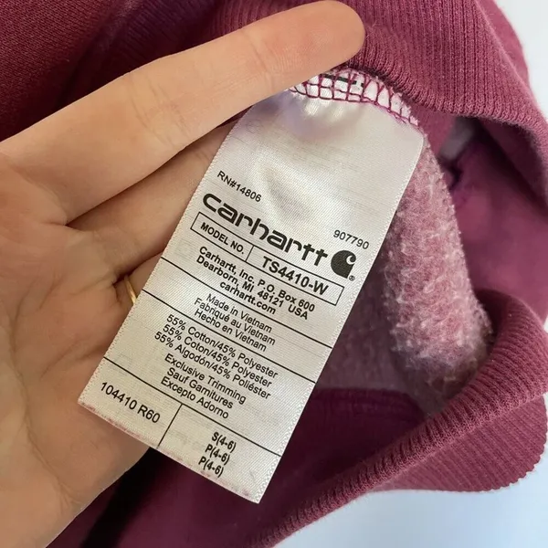 Carhartt relaxed fit women's size‎ S pink crewneck sweater casual warm magenta - Image 6