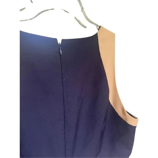 JCrew Suiting Color Block 100% Wool Sleeveless Sheath Dress Blue / Beige 12 - Image 3