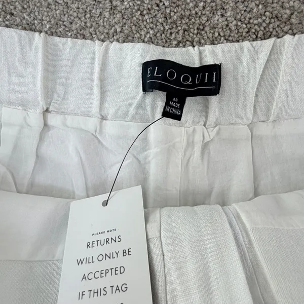 Cream Linen Blend Shorts Womens 26W High Rise Tailored Minimal Chic Summer‎ New - Image 7