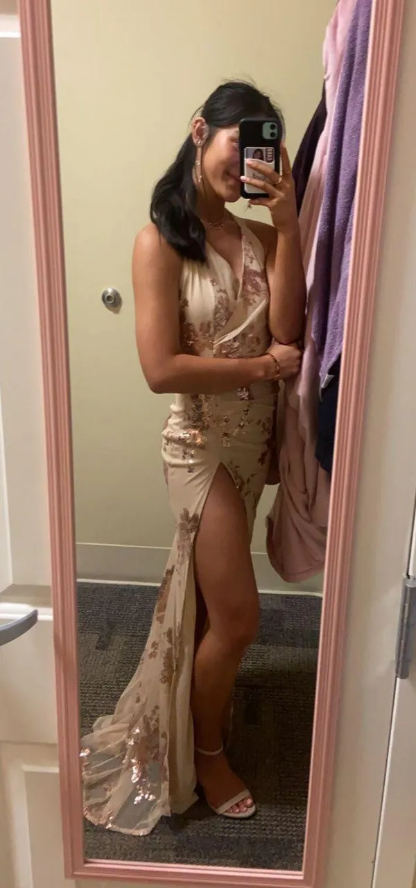 Formal/Prom Dress Tan Size XS - Image 3