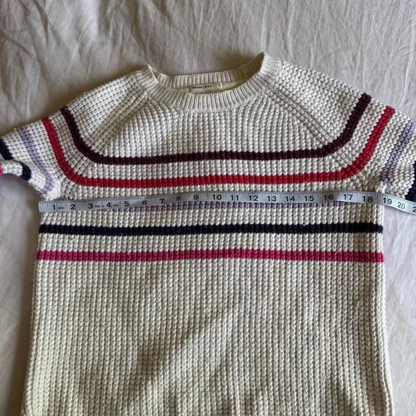 Marine Layer Delaney Pink Purple Stripe Pullover Cream Waffle Crewneck Sweater S - Image 7