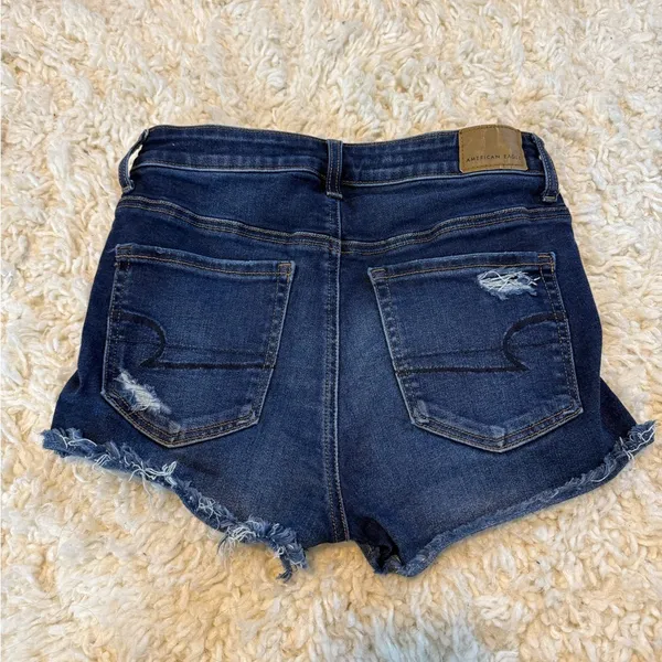 American Eagle Outfitters Blue Distressed Jean Shorts - Image 6