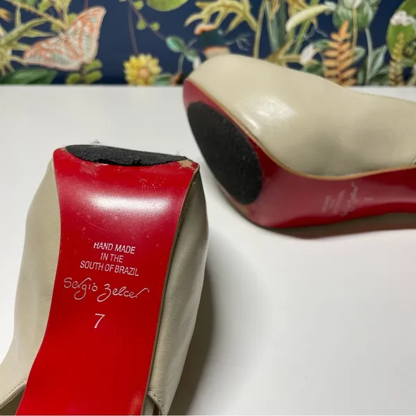 Red bottom nude leather pumps - Sergio Zelcer - Image 7
