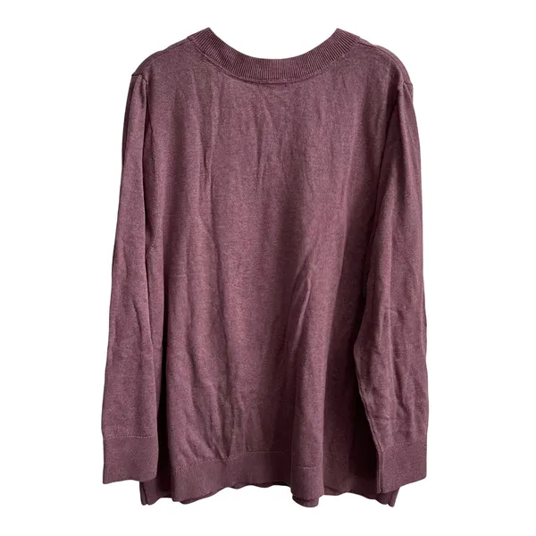 J. Jill Womens V-Neck Pullover‎ Sweater Plum Purple Heathered Cotton Blend 2X - Image 3