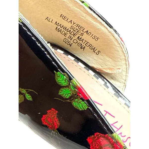 Betsey Johnson Size 6 Floral Pointed-Toe Heels W/ Bow Access Black/Red - Image 6