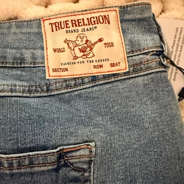 True Religion Studded Denim Mini Skirt Light Mellow Wash - Image 7