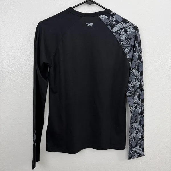 PXG Shirt Womens XS Black Floral Aloha Sleeve Raglan Crew Neck Golf Top Casual - Image 5