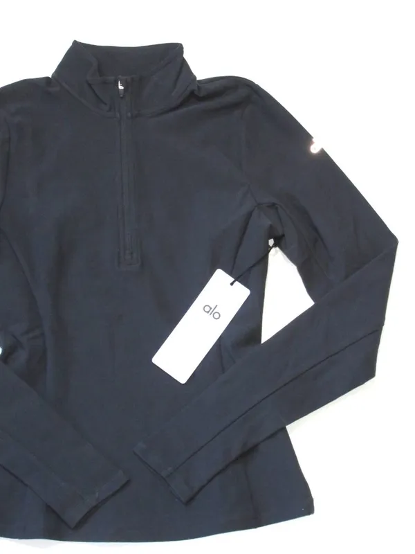 NWT Alo Alosoft 1/2 Zip Rapid Pullover in Anthracite Solid Stretch Fitted Top S - Image 3