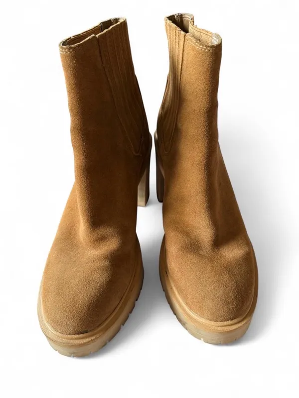 Dolce Vita Women’s Castor H20 Waterproof Suede Ankle Boot Chunky Heel Camel - Image 2