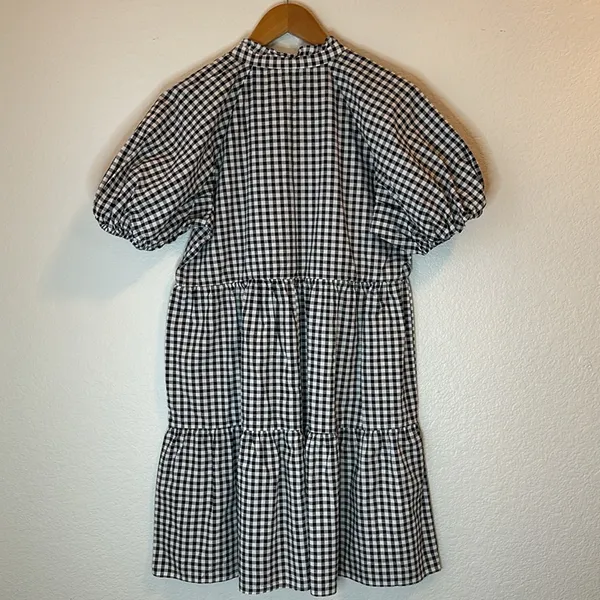 100% Cotton Gingham Dress Black - Image 4